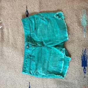 Teal corduroy cut offs